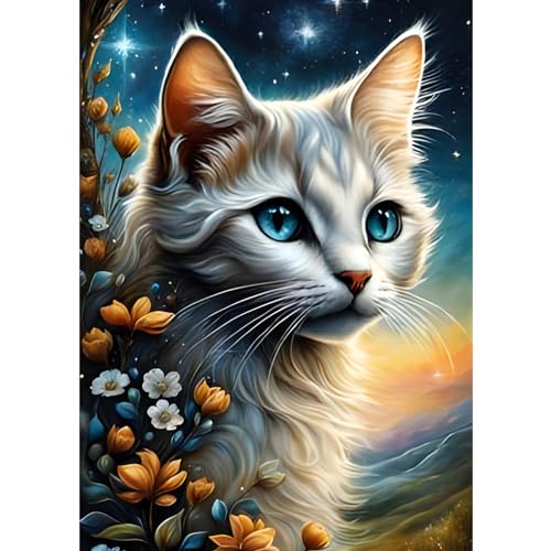 DPHERO Katze Diamant Painting Bilder für Erwachsene Kinder,5D Liebliche Kätzchen Diamond Painting Set,DIY Strass Bilder Diamant Kunst Kits,Runde Steine Diamant Painting für Zuhause Dekor 30x40 cm von DPHERO