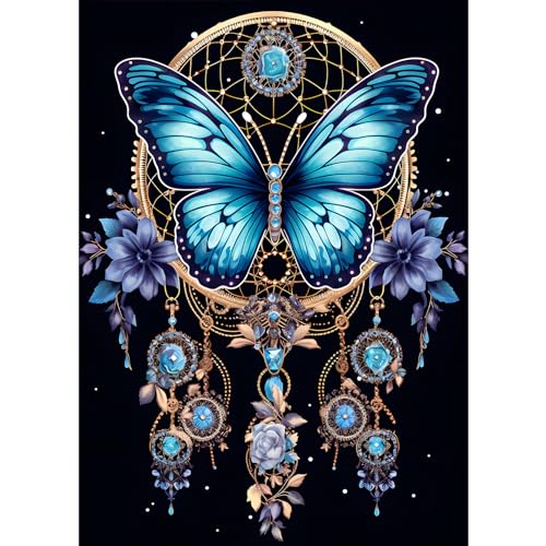 DPHERO Schmetterling Diamant Painting Bilder für Erwachsene Kinder,5D Traumfänger Diamond Painting Set,DIY Strass Bilder Diamant Kunst Kits,Runde Steine Diamant Painting für Zuhause Dekor 30x40 cm von DPHERO