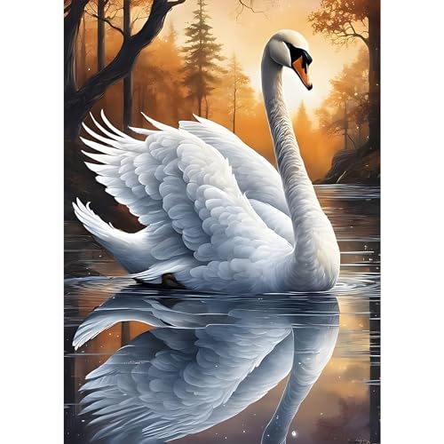 DPHERO Weißer Schwan Diamant Painting Bilder für Erwachsene Anfänger,5D Spiegelung Diamond Painting Set,DIY Strass Bilder Diamant Kunst Kits,Runde Steine Diamant Painting für Zuhause Dekor 30x40 cm DPHERO Weißer Schwan Diamant Painting Bilder für Erwachsene Anfänger,5D Spiegelung Diamond Painting Set,DIY Strass Bilder Diamant Kunst Kits,Runde Steine Diamant Painting für Zuhause Dekor 30x40 cm von DPHERO