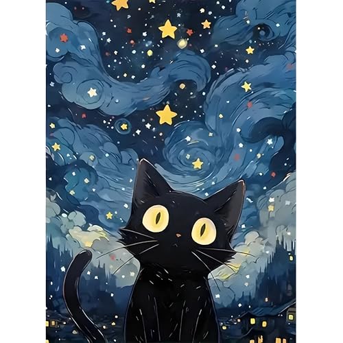 DPIDEA Diamond Painting Katze, 5D Diamant Painting Bilder für Erwachsene Schwarze Katze, DIY Diamant Malerei Runde Steine für Zuhause Dekor 30x40 cm DPIDEA Diamond Painting Katze, 5D Diamant Painting Bilder für Erwachsene Schwarze Katze, DIY Diamant Malerei Runde Steine für Zuhause Dekor 30x40 cm von DPIDEA