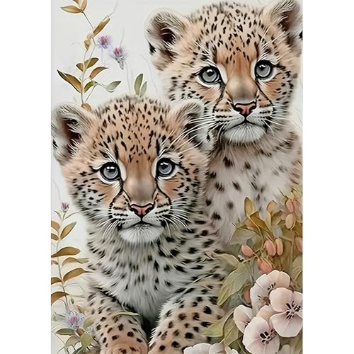DPIDEA Diamond Painting Leopard, Diamant Painting Bilder für Erwachsene 5D Diamond Painting Bilder, Runde Steine Diamant Painting für Zuhause Dekor 30x40 cm von DPIDEA