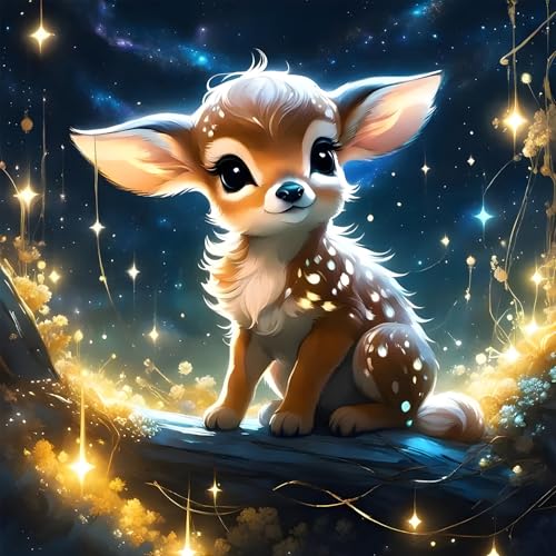 DPIDEA Diamond Painting Hirsch, DIY 5D Diamant Painting Bilder, Diamond Painting Kit Runde Steine Diamant Malerei für Zuhause Dekor 30x30 cm von DPIDEA