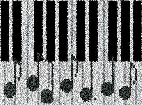 DPKHDS Musiknote Klavier Knüpfteppich Wandteppich, Diy Farbig Bedruckte Handgemachte Sticksets, Für Heimdekoration Geschenk 52X38Cm von DPKHDS