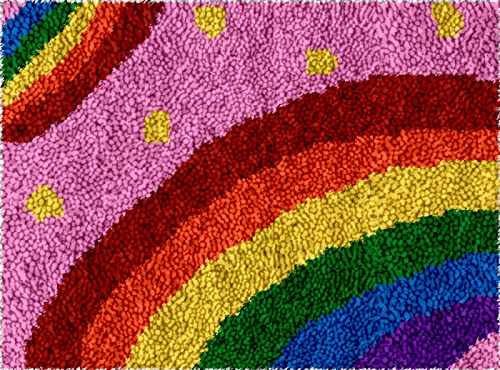 DPKHDS Regenbogen-Knüpfteppich-Kits Zum Selbermachen Von Häkelgarnteppichen, Häkelarbeiten Für Kinder Und Erwachsene, 52 X 38 Cm von DPKHDS