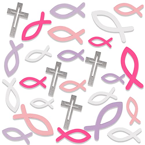 DPKOW 100pcs Holz Fische Kreuz Deko für Mädchen Taufe Kommunion Konfirmation Dekoration, Rosa Fische Streudeko für Taufe Tischdeko für Mädchen DPKOW 100pcs Holz Fische Kreuz Deko für Mädchen Taufe Kommunion Konfirmation Dekoration, Rosa Fische Streudeko für Taufe Tischdeko für Mädchen von DPKOW