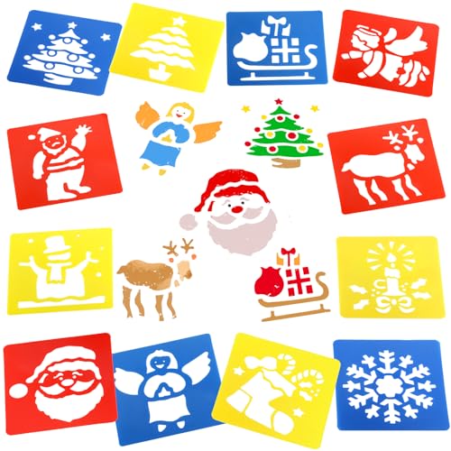 DPKOW 12 Stück Bunt Weihnachtsschablonen Kinder, Weihnachten malschablonen Kinder, schablonen Weihnachten Fenster schneespray Weihnachten Malen Schablonen DIY Weihnachtshandwerk Christmas Stencils DPKOW 12 Stück Bunt Weihnachtsschablonen Kinder, Weihnachten malschablonen Kinder, schablonen Weihnachten Fenster schneespray Weihnachten Malen Schablonen DIY Weihnachtshandwerk Christmas Stencils von DPKOW
