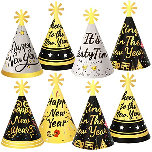 DPKOW 12 Stück Silvester Partyhüte Zubehör, Frohes Neues Jahr Kegel Hüte für 2025 Silvester Gastgeschenke Fotoaccessoires, Silber Schwarz Gold Neujahr Hüte für 2025 Neujahr Party Dekorationen DPKOW 12 Stück Silvester Partyhüte Zubehör, Frohes Neues Jahr Kegel Hüte für 2025 Silvester Gastgeschenke Fotoaccessoires, Silber Schwarz Gold Neujahr Hüte für 2025 Neujahr Party Dekorationen von DPKOW