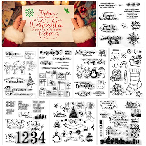 DPKOW 125+pcs Deutsch Weihnachten Klare Stempel Silikon, Frohe für DIY Karte Scrapbooking Basteln, Weihnachtsbaumkugeln Pinguin Schneeflocke Weihnachtsmann DPKOW 125+pcs Deutsch Weihnachten Klare Stempel Silikon, Frohe für DIY Karte Scrapbooking Basteln, Weihnachtsbaumkugeln Pinguin Schneeflocke Weihnachtsmann von DPKOW
