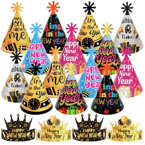 DPKOW 18Stk 2025 Silvester Partyhüte Mehrfarbig Kronen Kegel Hut für 2025 Silvester Partygeschenk, 9 Stil Frohes Neues Jahr Kopfbedeckung für 2025 Neujahr Silvester Foto Requisiten Accessoires DPKOW 18Stk 2025 Silvester Partyhüte Mehrfarbig Kronen Kegel Hut für 2025 Silvester Partygeschenk, 9 Stil Frohes Neues Jahr Kopfbedeckung für 2025 Neujahr Silvester Foto Requisiten Accessoires von DPKOW