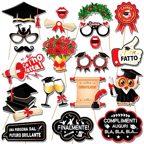 DPKOW 20pz Laurea Foto Props Accessori Kit, Photo Booth Puntelli per Festa di Laurea Bomboniera, Divertente Laurea Gadget FAI Da Te Photo Booth Accessori von DPKOW