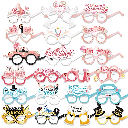 DPKOW 21pcs Lustige Hochzeit Partybrillen Foto Requisiten, Papier JGA Partybrillen für Brautdusche Hochzeit Gastgeschenke Accessoires, Just Married, Mr & Mrs, Team Braut Bräutigam, Küss Mich, Liebe DPKOW 21pcs Lustige Hochzeit Partybrillen Foto Requisiten, Papier JGA Partybrillen für Brautdusche Hochzeit Gastgeschenke Accessoires, Just Married, Mr & Mrs, Team Braut Bräutigam, Küss Mich, Liebe von DPKOW