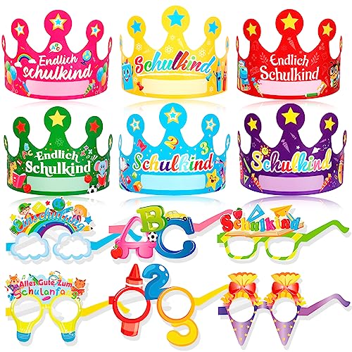 DPKOW 24 Stück Schulanfang Deko Einschulung Partybrille Schulkind Brillen und Partyhüte Schulkind Papier Kronen Schulanfang Photo Booth für Einschulung Mädchen und Jungen Schuleinführung Deko DPKOW 24 Stück Schulanfang Deko Einschulung Partybrille Schulkind Brillen und Partyhüte Schulkind Papier Kronen Schulanfang Photo Booth für Einschulung Mädchen und Jungen Schuleinführung Deko von DPKOW