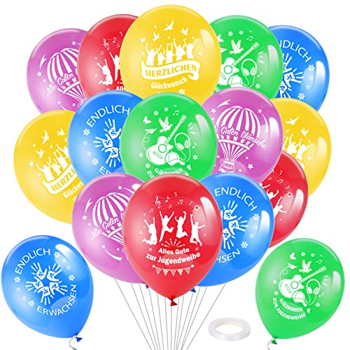 DPKOW 25pcs Alles Gute zur Jugendweihe Luftballons für Jungen Mädchen Jugendweihe Dekorationen, Bunt Latexballons für Endlich Erwachsen Deko Herzlichen Glückwunsch zur Jugendweihe Luftballons DPKOW 25pcs Alles Gute zur Jugendweihe Luftballons für Jungen Mädchen Jugendweihe Dekorationen, Bunt Latexballons für Endlich Erwachsen Deko Herzlichen Glückwunsch zur Jugendweihe Luftballons von DPKOW
