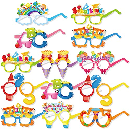 DPKOW 27pcs Alles Gute zum Schulanfang Partybrillen für Kinder, Papier Schuleinführung Partybrillen für Einschulung Fotorequisiten Schulanfang Gastgeschenke, Schulkind Zuckertüte Luftballon ABC 123 DPKOW 27pcs Alles Gute zum Schulanfang Partybrillen für Kinder, Papier Schuleinführung Partybrillen für Einschulung Fotorequisiten Schulanfang Gastgeschenke, Schulkind Zuckertüte Luftballon ABC 123 von DPKOW