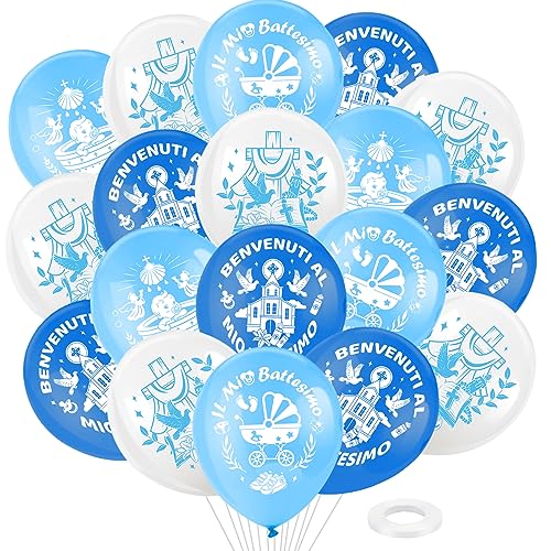 DPKOW 28pcs Il Mio Battes IMO Palloncini per Ragazzi Battesimo Decorazione, Blu Lattice Battesimo Palloncini per Ragazzi Baby Shower Forniture per Feste di Compleanno von DPKOW