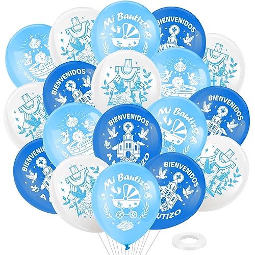 DPKOW 28pcs Mi Bautizo Globos para Niños Bautizo Decoración, Látex Azul Bautizo Globos para Niños Baby Shower Nacimiento Fiesta Suministros DPKOW 28pcs Mi Bautizo Globos para Niños Bautizo Decoración, Látex Azul Bautizo Globos para Niños Baby Shower Nacimiento Fiesta Suministros von DPKOW