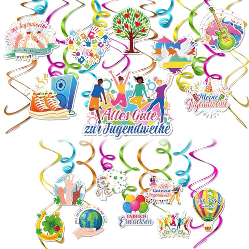 DPKOW 30 STK Alles Gute zur Jugendweihe Hängedeko, Bunt Folien Aufhängen Spiral für Jugendweihe Deckendeko, Meine Jugendweihe Hängende Spiral Deko für Endlich Erwachsen Hängedeko DPKOW 30 STK Alles Gute zur Jugendweihe Hängedeko, Bunt Folien Aufhängen Spiral für Jugendweihe Deckendeko, Meine Jugendweihe Hängende Spiral Deko für Endlich Erwachsen Hängedeko von DPKOW