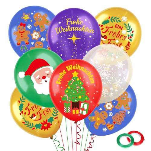 DPKOW 30 Stk Deutsch Weihnachten Luftballons Deko, Bunt Frohe Weihnachten Luftballons Ein frohes Fest Latexballons für Kinder Weihnachten Party Dekorationen DPKOW 30 Stk Deutsch Weihnachten Luftballons Deko, Bunt Frohe Weihnachten Luftballons Ein frohes Fest Latexballons für Kinder Weihnachten Party Dekorationen von DPKOW