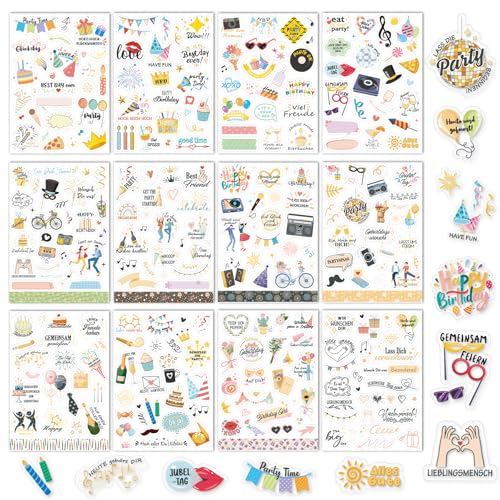 DPKOW 310+ Sticker für Geburtstag Gästebuch Fotoalbum, Geburtstag Aufkleber für Scrapbook Geburtstagskarten Geschenke Deko Geburtstag Sticker für Erwachsene Kinder Bullet Journal, Transparent DPKOW 310+ Sticker für Geburtstag Gästebuch Fotoalbum, Geburtstag Aufkleber für Scrapbook Geburtstagskarten Geschenke Deko Geburtstag Sticker für Erwachsene Kinder Bullet Journal, Transparent von DPKOW