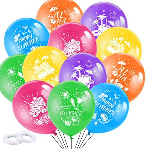 DPKOW 37pcs Sommer Aloha Luftballons Dekorationen, Sommer Hawaii Latexballons Helium oder Luft Unterstützen, Bunte Party Luftballons für Hawaiian Tropische Luau Party Dekorationen von DPKOW
