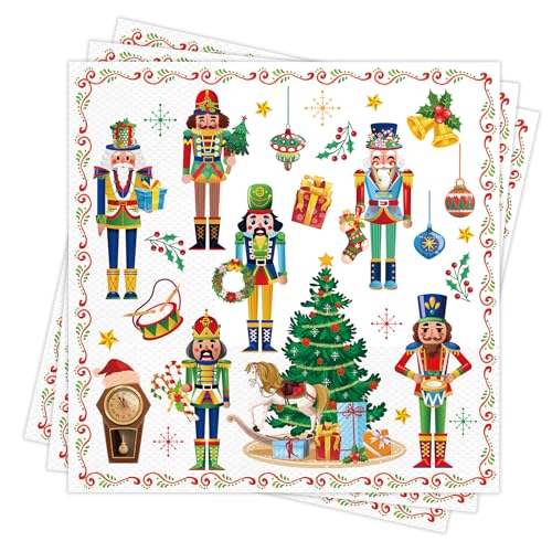 DPKOW 40 Stück Nussknacker Servietten Weihnachten Weihnachtsservietten Papierservietten 33x33cm Einweg-Cocktailservietten aus Papier für Urlaub, Abendessen, Weihnachtsfeiern, Weihnachtsdeko Tisch DPKOW 40 Stück Nussknacker Servietten Weihnachten Weihnachtsservietten Papierservietten 33x33cm Einweg-Cocktailservietten aus Papier für Urlaub, Abendessen, Weihnachtsfeiern, Weihnachtsdeko Tisch von DPKOW