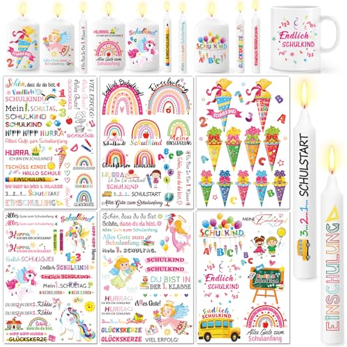 DPKOW 6 Blatt Kerzentattoos Schulanfang Wasserschiebefolie Kerzen Schulkind Kerzentattoos Einschulung Tischdeko Schulkind Schultüte Kerzentattoos Einhorn Schutzengel Meerjungfrau Kerzentattoos Mädchen DPKOW 6 Blatt Kerzentattoos Schulanfang Wasserschiebefolie Kerzen Schulkind Kerzentattoos Einschulung Tischdeko Schulkind Schultüte Kerzentattoos Einhorn Schutzengel Meerjungfrau Kerzentattoos Mädchen von DPKOW