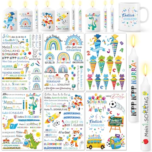 DPKOW 6 Blatt Kerzentattoos Schulanfang Wasserschiebefolie Kerzen Schulkind Kerzentattoos Einschulung Tischdeko Schulkind Schultüte Kerzentattoos Fußball Dinosaurier Raketen Kerzentattoos Jungen DPKOW 6 Blatt Kerzentattoos Schulanfang Wasserschiebefolie Kerzen Schulkind Kerzentattoos Einschulung Tischdeko Schulkind Schultüte Kerzentattoos Fußball Dinosaurier Raketen Kerzentattoos Jungen von DPKOW