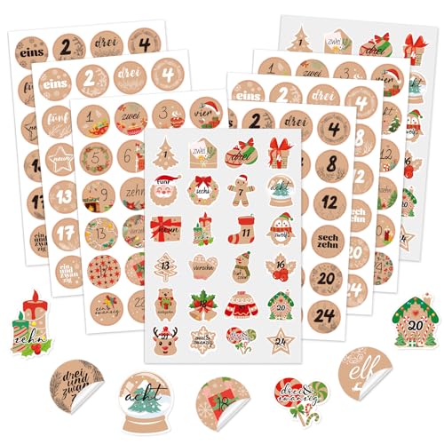 DPKOW 8 x 24 Aufkleber Adventskalender Zahlen, Kraft Weihnachten Adventskalender Sticker 1-24 Nummern Adventskalender 2024 Klebezahlen Selbstklebend Etiketten Adventskalender Basteln Weihnachten DPKOW 8 x 24 Aufkleber Adventskalender Zahlen, Kraft Weihnachten Adventskalender Sticker 1-24 Nummern Adventskalender 2024 Klebezahlen Selbstklebend Etiketten Adventskalender Basteln Weihnachten von DPKOW