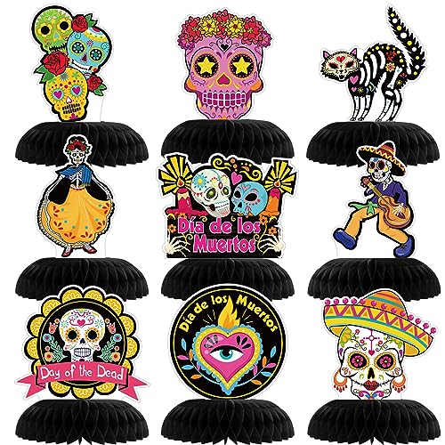DPKOW 9Stk Bienenwabe Mittelstück für Tag der Toten Tischdekoration, Zuckerschädel Papier Bienenwaben Deko für Día De Los Muertos Tischdeko Tag der Toten Tischaufsätze, Halloween Mexiko Motto Deko DPKOW 9Stk Bienenwabe Mittelstück für Tag der Toten Tischdekoration, Zuckerschädel Papier Bienenwaben Deko für Día De Los Muertos Tischdeko Tag der Toten Tischaufsätze, Halloween Mexiko Motto Deko von DPKOW