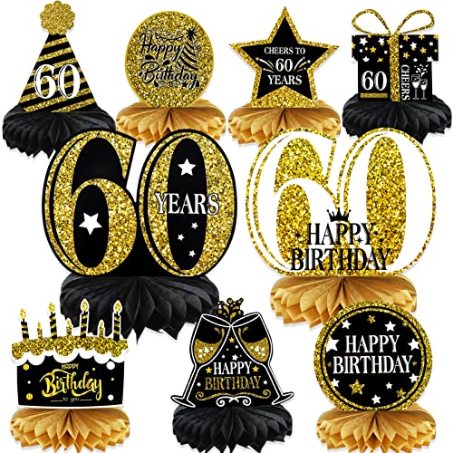 DPKOW 9Stück 60. Geburtstag Dekoration 60. Geburtstag Mittelstücke für Tischdekorationen Prost auf 60Jahre Waben Tischdekoration für Männer und Frauen Vierzig Jahre Geburtstagsfeier Dekorationszubehör DPKOW 9Stück 60. Geburtstag Dekoration 60. Geburtstag Mittelstücke für Tischdekorationen Prost auf 60Jahre Waben Tischdekoration für Männer und Frauen Vierzig Jahre Geburtstagsfeier Dekorationszubehör von DPKOW