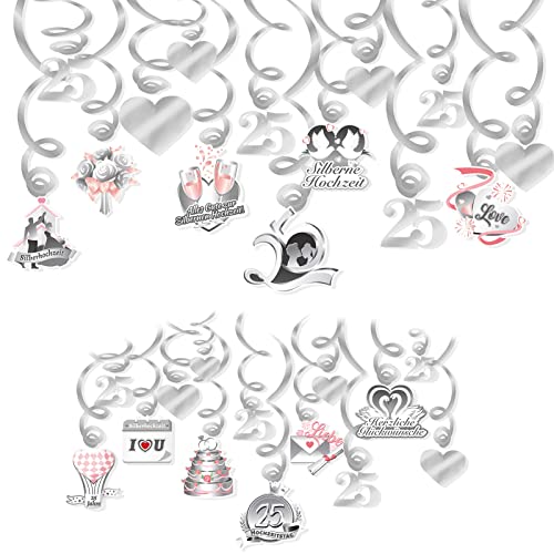 DPKOW Alles Gute zur Silbernen Hochzeit Hängedekoration, 30pcs Deckenhänger Spiral Girlanden für Silberhochzeit Deko, Aufhängen Hängedeko für 25 Hochzeitstag Dekoration für 25 Jahre Silberpaar DPKOW Alles Gute zur Silbernen Hochzeit Hängedekoration, 30pcs Deckenhänger Spiral Girlanden für Silberhochzeit Deko, Aufhängen Hängedeko für 25 Hochzeitstag Dekoration für 25 Jahre Silberpaar von DPKOW