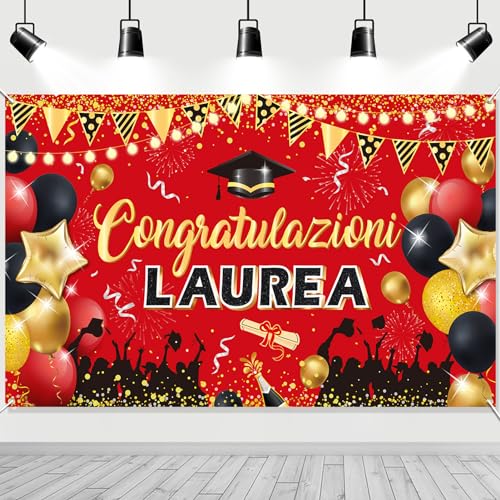 DPKOW Decorazione Congratulazioni Laurea Striscioni Italiano, 2024 Congratulazioni Sfondo Decorazioni per Festa di Laurea von DPKOW