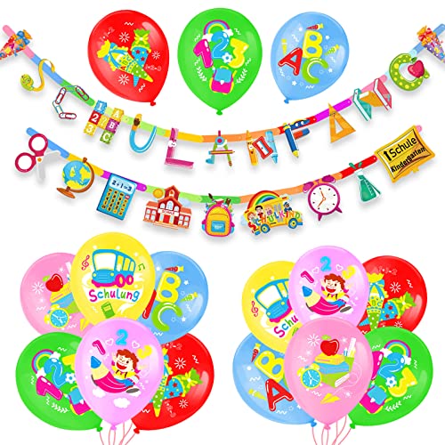 DPKOW Einschulung Deko Set,Einschulung Schulanfang Girlande mit Schuleinführung Schulanfang Luftballon für Schuleinführung Schulanfang Einschulung Deko mädchen Jungen,17 Stück DPKOW Einschulung Deko Set,Einschulung Schulanfang Girlande mit Schuleinführung Schulanfang Luftballon für Schuleinführung Schulanfang Einschulung Deko mädchen Jungen,17 Stück von DPKOW