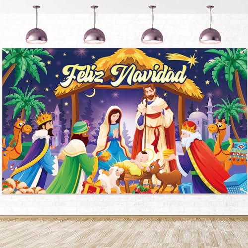 DPKOW Español Feliz Navidad Pancarta Decoración, Grande Navidad Reyes Magos Jesús Fondo Pancarta para Navidad Reyes Magos Interior Exterior Decoración, 185 * 110cm DPKOW Español Feliz Navidad Pancarta Decoración, Grande Navidad Reyes Magos Jesús Fondo Pancarta para Navidad Reyes Magos Interior Exterior Decoración, 185 * 110cm von DPKOW