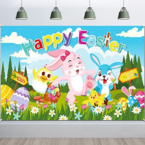 DPKOW Frohe Ostern Banner für Ostern Party Dekoration, Osterjagd Spiel Dekoration, Ostern Drinnen Draußen Dekoration, Ostern Aktivitäten Poster Hintergrund Dekoration, 185 * 110cm DPKOW Frohe Ostern Banner für Ostern Party Dekoration, Osterjagd Spiel Dekoration, Ostern Drinnen Draußen Dekoration, Ostern Aktivitäten Poster Hintergrund Dekoration, 185 * 110cm von DPKOW