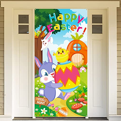 DPKOW Frohe Ostern Banner für Ostern Tür Wand Dekoration, Stoff Banner für Ostern Draußen Spiel Aktivitäten Dekoration, Ostern Foto Hintergrund Poster, Ostern Party Dekoration, 180 * 90cm von DPKOW
