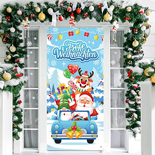 DPKOW Frohe Weihnachten Banner Dekoration, Deutschen Weihnachten Tür Banner für Lustig Weihnachten Tür Wand Dekoration, Weihnachten Innen Außen Hintergrund Deko, 185 x 90cm DPKOW Frohe Weihnachten Banner Dekoration, Deutschen Weihnachten Tür Banner für Lustig Weihnachten Tür Wand Dekoration, Weihnachten Innen Außen Hintergrund Deko, 185 x 90cm von DPKOW