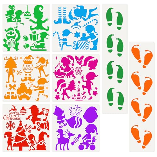 DPKOW Fußabdrücke Wichtel Schablone Malen Basteln, Wichtel Zubehör Wichteltür Fenster Schablone Wichtelspuren Weihnachtswichtel Elf Schablone Zeichnen Scrapbooking auf Böden/Holz/Wand/Papier/Textil DPKOW Fußabdrücke Wichtel Schablone Malen Basteln, Wichtel Zubehör Wichteltür Fenster Schablone Wichtelspuren Weihnachtswichtel Elf Schablone Zeichnen Scrapbooking auf Böden/Holz/Wand/Papier/Textil von DPKOW