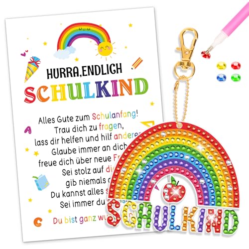 DPKOW Geschenke zur Einschulung Schulkind 2025 Schultüte Füllung, Diamond Painting Schlüsselanhänger Regenbogen Schulkind Glücksbringer Kiner, mit Einschulung Karte DPKOW Geschenke zur Einschulung Schulkind 2025 Schultüte Füllung, Diamond Painting Schlüsselanhänger Regenbogen Schulkind Glücksbringer Kiner, mit Einschulung Karte von DPKOW