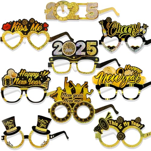 DPKOW 18 Stücke Glitzer Schwarz Gold Silvester Brille Happy New Year 2025 Partybrillen Lustige Silvester Foto Requisiten für Erwachsene Kinder Silvester Deko 2025 Silvester Party Zubehör DPKOW 18 Stücke Glitzer Schwarz Gold Silvester Brille Happy New Year 2025 Partybrillen Lustige Silvester Foto Requisiten für Erwachsene Kinder Silvester Deko 2025 Silvester Party Zubehör von DPKOW