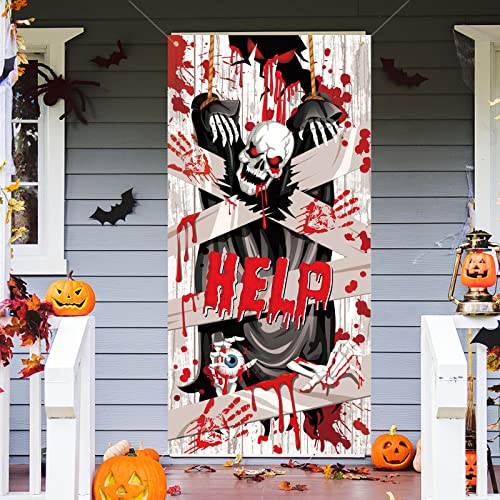 DPKOW Hängender Geist Banner für Gruselige Halloween Deko, Blutige Handabdrücke Grim Reaper Tür Banner für Halloween Türabdeckungen Deko, Horror Halloween Spukhaus Deko Requisiten 185 * 90cm DPKOW Hängender Geist Banner für Gruselige Halloween Deko, Blutige Handabdrücke Grim Reaper Tür Banner für Halloween Türabdeckungen Deko, Horror Halloween Spukhaus Deko Requisiten 185 * 90cm von DPKOW