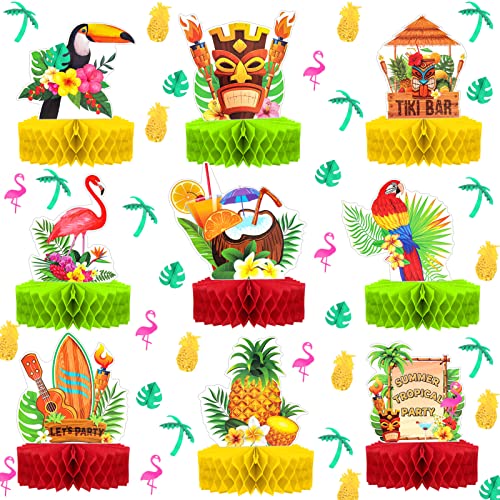DPKOW Hawaii Tropische Party Tischdeko, 9 Stück Hawaii Luau Tiki Bienenwabe Mittelstück mit Hawaii Party Konfetti für Flamingo Palmblatt Kokosnuss Ananas Tischaufsätze Konfetti Dekorationszubehör DPKOW Hawaii Tropische Party Tischdeko, 9 Stück Hawaii Luau Tiki Bienenwabe Mittelstück mit Hawaii Party Konfetti für Flamingo Palmblatt Kokosnuss Ananas Tischaufsätze Konfetti Dekorationszubehör von DPKOW