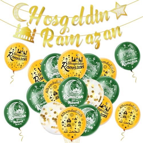 DPKOW Ramadan Deko Hosgeldin Ramazan Banner Luftballons, Ramadan Girlande Banner Latexballons Ramazan Dekor Hoşgedin Ramazan Partyzubehör, Ramadan Islam Banner Luftballons für zu Hause Draußen Drinnen DPKOW Ramadan Deko Hosgeldin Ramazan Banner Luftballons, Ramadan Girlande Banner Latexballons Ramazan Dekor Hoşgedin Ramazan Partyzubehör, Ramadan Islam Banner Luftballons für zu Hause Draußen Drinnen von DPKOW