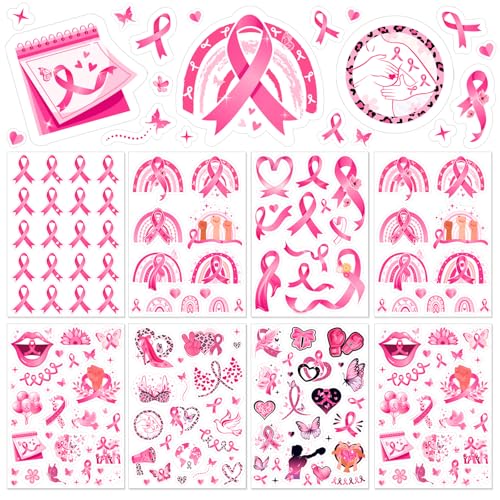 DPKOW Pink Ribbon Day Aufkleber, 24 Blätter DIY Brustkrebs Bewusstsein Aufkleber für Scrapbooking Event Geschenk Brief von DPKOW
