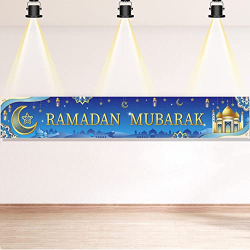 DPKOW Ramadan Mubarak Banner Dekoration, Elegantes Banner für Ramadan Dekoration Eid Adventskalender, Ramadan Hintergrund Außen Draußen Dekoration, 270 * 40 cm DPKOW Ramadan Mubarak Banner Dekoration, Elegantes Banner für Ramadan Dekoration Eid Adventskalender, Ramadan Hintergrund Außen Draußen Dekoration, 270 * 40 cm von DPKOW