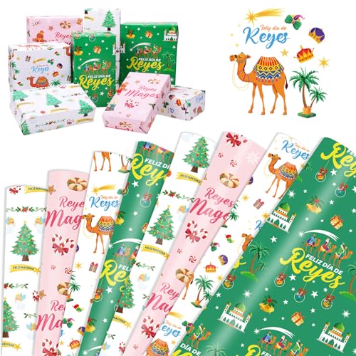DPKOW Reyes Magos Papel de Regalo, 8 Stück DIY Papel de Regalo für Dreikönigsfest, 70 cm x 50 cm DPKOW Reyes Magos Papel de Regalo, 8 Stück DIY Papel de Regalo für Dreikönigsfest, 70 cm x 50 cm von DPKOW
