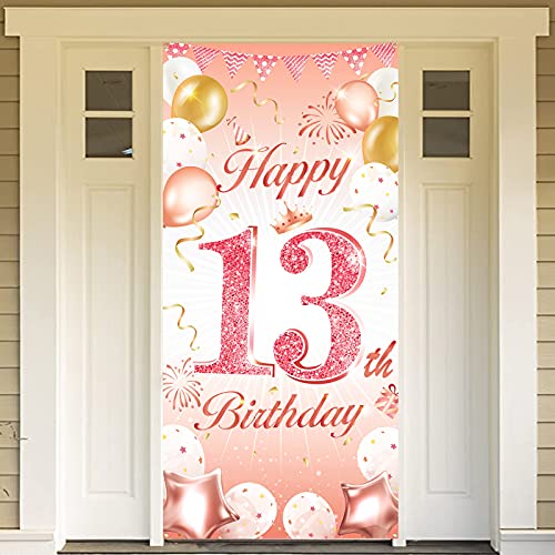 DPKOW Rose Gold 13. Geburtstag Dekoration für Mädchen, Rosé Gold 13. Geburtstag Banner für Hintergrund Tür Dekoration, 13. Geburtstag Hintergrund Banner für Garten Tisch Wand Dekoration, 185 x 90cm DPKOW Rose Gold 13. Geburtstag Dekoration für Mädchen, Rosé Gold 13. Geburtstag Banner für Hintergrund Tür Dekoration, 13. Geburtstag Hintergrund Banner für Garten Tisch Wand Dekoration, 185 x 90cm von DPKOW