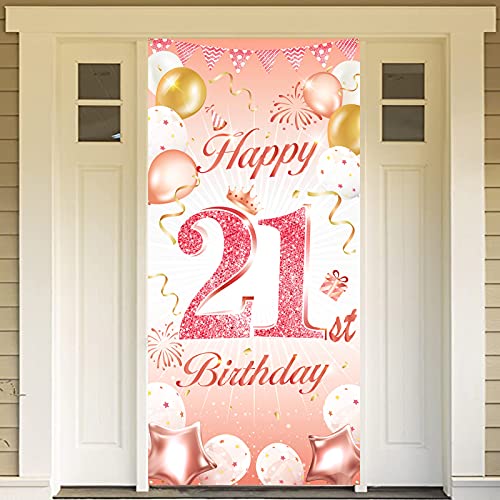 DPKOW Rose Gold 21. Geburtstag Dekoration für Frau, Rosé Gold 21. Geburtstag Banner für Hintergrund Tür Dekoration, 21. Geburtstag Hintergrund Banner für Garten Tisch Wand Dekoration, 185 x 90cm DPKOW Rose Gold 21. Geburtstag Dekoration für Frau, Rosé Gold 21. Geburtstag Banner für Hintergrund Tür Dekoration, 21. Geburtstag Hintergrund Banner für Garten Tisch Wand Dekoration, 185 x 90cm von DPKOW
