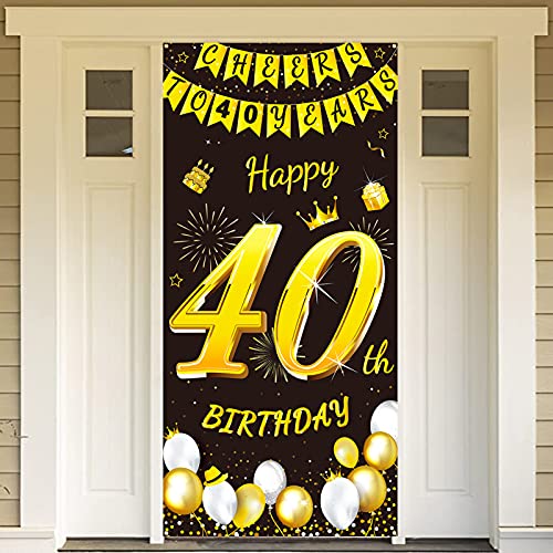 DPKOW Schwarz Gold 40. Geburtstag Dekoration für Mann Frau, Schwarz Gold 40. Geburtstag Banner für Hintergrund Tür Deko, 40. Geburtstag Tür Banner für Garten Tisch Wand Deko, 185 x 90cm Stoff DPKOW Schwarz Gold 40. Geburtstag Dekoration für Mann Frau, Schwarz Gold 40. Geburtstag Banner für Hintergrund Tür Deko, 40. Geburtstag Tür Banner für Garten Tisch Wand Deko, 185 x 90cm Stoff von DPKOW