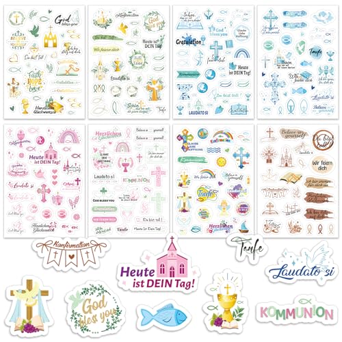 DPKOW Taufe Konfirmation Kommunion Sticker Set 227stk, Gästebuch Sticker Taufe Kommunion Konfirmation Aufkleber Scrapbook Karten Deko Fotoalbum Kommunion Taufe Konfirmation Mädchen Jungen Kinder DPKOW Taufe Konfirmation Kommunion Sticker Set 227stk, Gästebuch Sticker Taufe Kommunion Konfirmation Aufkleber Scrapbook Karten Deko Fotoalbum Kommunion Taufe Konfirmation Mädchen Jungen Kinder von DPKOW